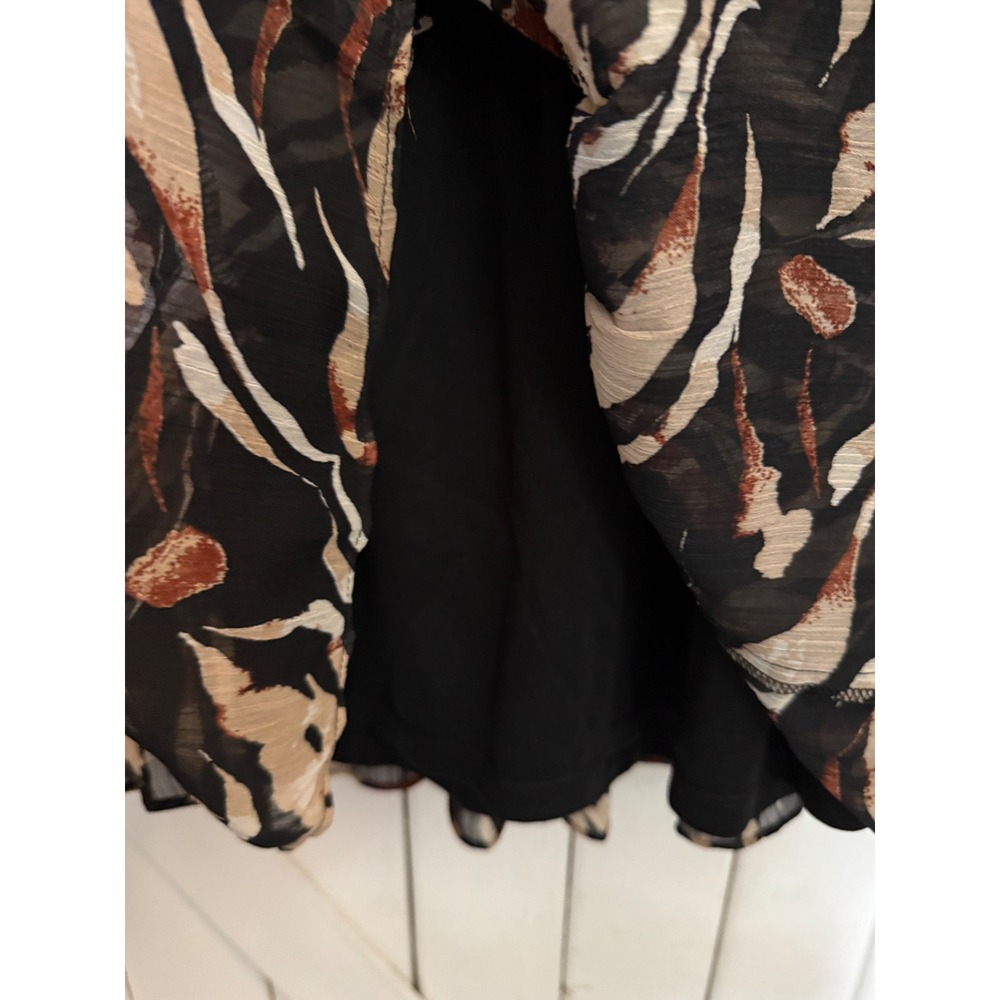 Socialite Womens Animal Print Smocked Waist Mini Dress Black Tan XS - Picture 5 of 9